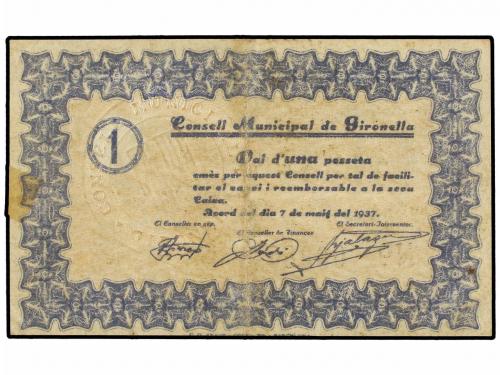 CATALUNYA. 1 Pesseta. 7 Maig 1937. C.M. de GIRONELLA. (Resto