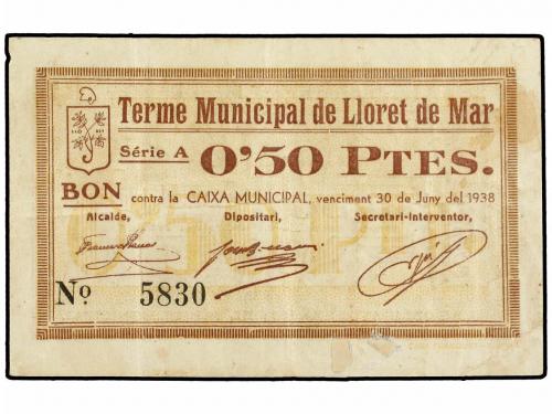 CATALUNYA. 0,50 Pessetes. 30 Juny 1937. Aj. de LLORET DE MAR