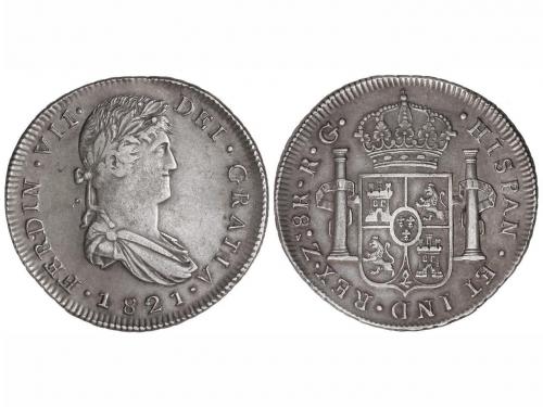 FERNANDO VII. 8 Reales. 1821. ZACATECAS. R.G. 26,40 grs. Cal