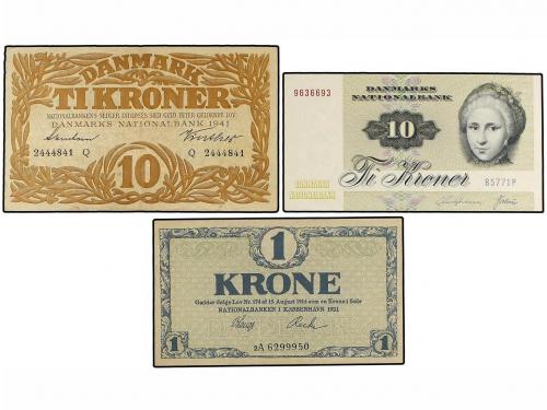 BILLETES EXTRANJEROS. Lote 6 billetes 1, 10 (2), 20 y 100 Kr