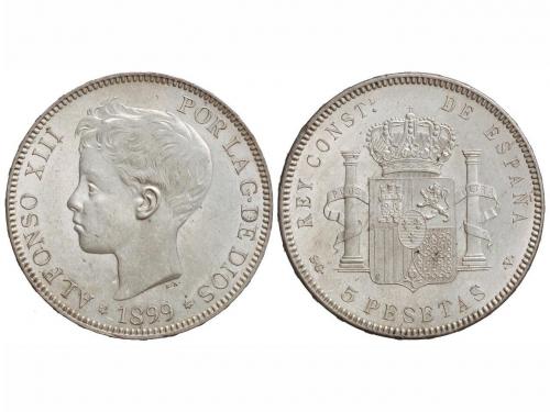 ALFONSO XIII. 5 Pesetas. 1899 (*18-99). S.G.-V. (Levísimas r