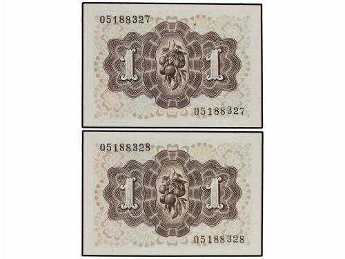 ESTADO ESPAÑOL. Lote 2 billetes 1 Peseta. 19 Junio 1948. Dam