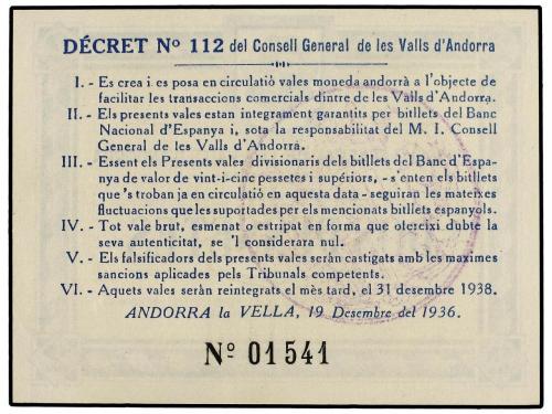 EMISIONES DE ULTRAMAR I ANDORRA. 2 Pessetes. 19 Desembre 193