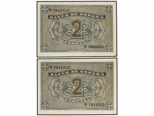 ESTADO ESPAÑOL. Lote 2 billetes 2 Pesetas. 30 Abril 1938. Se
