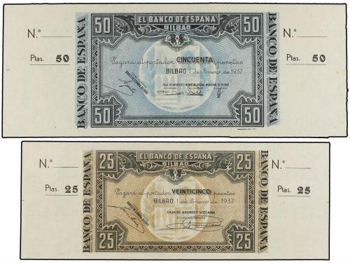 GUERRA CIVIL, ZONA REPUBLICANA. Lote 6 billetes 5 (2), 25, 5