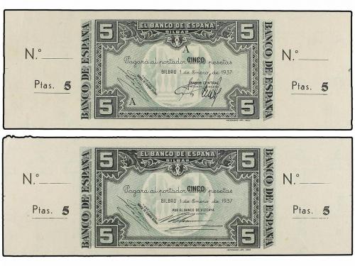 GUERRA CIVIL, ZONA REPUBLICANA. Lote 6 billetes 5 (2), 25, 5