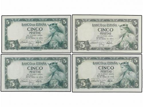 ESTADO ESPAÑOL. Lote 12 billetes 5 Pesetas. 1943, 1948 y 195