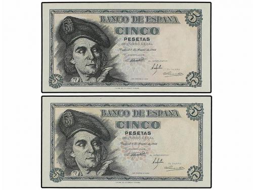 ESTADO ESPAÑOL. Lote 12 billetes 5 Pesetas. 1943, 1948 y 195