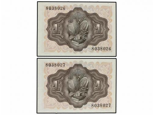 ESTADO ESPAÑOL. Lote 2 billetes 1 Peseta. 19 Noviembre 1951.