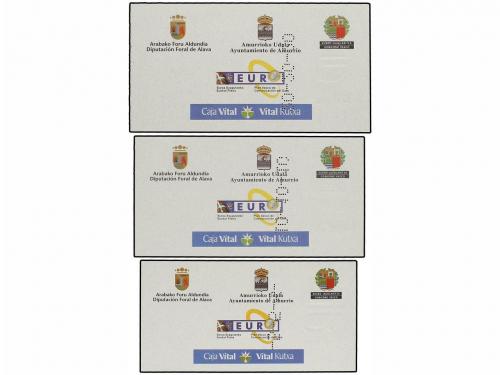 EMISIONES EN EUROS. Lote 3 pruebas de 5, 10 y 20 Euros. AYUN