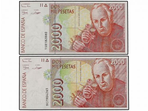 JUAN CARLOS I. Lote 5 billetes 1.000 y 2.000 Pesetas (4). 19