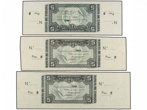 GUERRA CIVIL, ZONA REPUBLICANA. Lote 9 billetes 5 Pesetas. 1