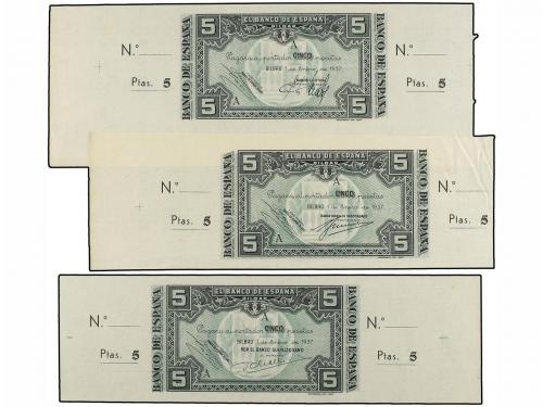 GUERRA CIVIL, ZONA REPUBLICANA. Lote 9 billetes 5 Pesetas. 1