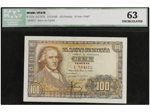 ESTADO ESPAÑOL. 100 Pesetas. 2 Mayo 1948. Bayeu. Serie I. Pr