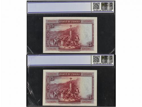 GUERRA CIVIL, ZONA REPUBLICANA. Lote 2 billetes 25 Pesetas. 