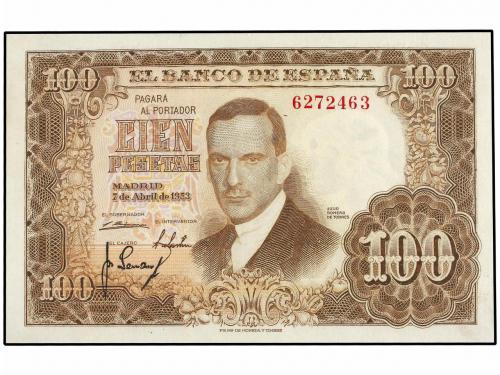 ESTADO ESPAÑOL. Lote 2 billetes 100 Pesetas. 7 Abril 1953. J