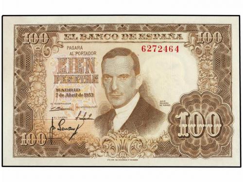 ESTADO ESPAÑOL. Lote 2 billetes 100 Pesetas. 7 Abril 1953. J