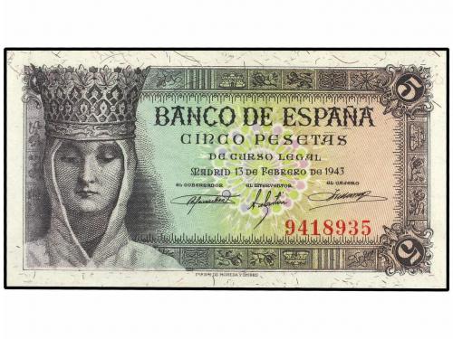 ESTADO ESPAÑOL. Lote 2 billetes 5 Pesetas. 13 Febrero 1943. 