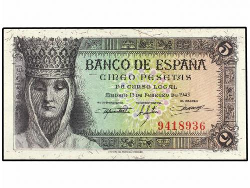 ESTADO ESPAÑOL. Lote 2 billetes 5 Pesetas. 13 Febrero 1943. 