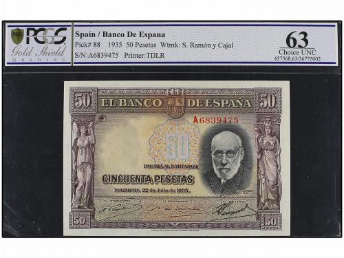 GUERRA CIVIL, ZONA REPUBLICANA. 50 Pesetas. 22 Julio 1935. R