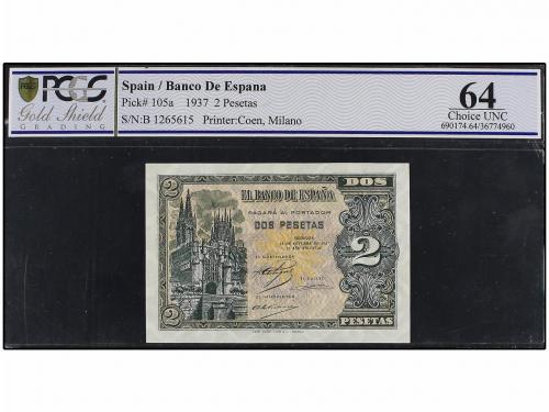 ESTADO ESPAÑOL. 2 Pesetas. 12 Octubre 1937. Catedral de Burg