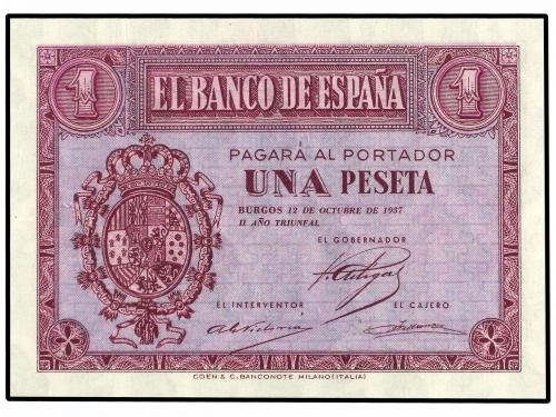 ESTADO ESPAÑOL. Lote 2 billetes 1 Peseta. 12 Octubre 1937. S