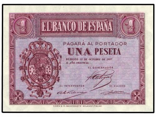 ESTADO ESPAÑOL. Lote 2 billetes 1 Peseta. 12 Octubre 1937. S