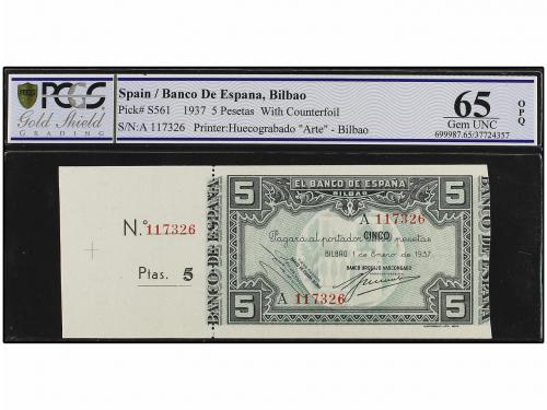 GUERRA CIVIL, ZONA REPUBLICANA. Lote 2 billetes 5 Pesetas. 1