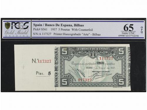 GUERRA CIVIL, ZONA REPUBLICANA. Lote 2 billetes 5 Pesetas. 1