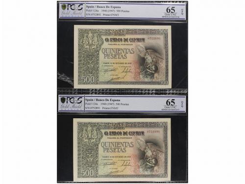 ESTADO ESPAÑOL. Lote 2 billetes 500 Pesetas. 21 Octubre 1940