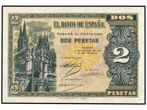 ESTADO ESPAÑOL. Lote 2 billetes 2 Pesetas. 12 Octubre 1937. 