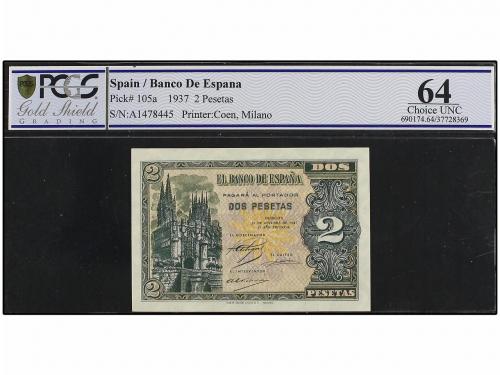 ESTADO ESPAÑOL. Lote 2 billetes 2 Pesetas. 12 Octubre 1937. 