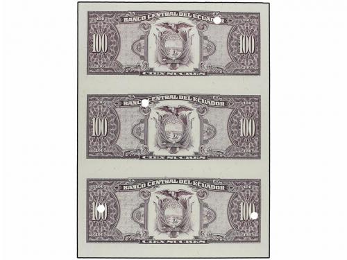 BILLETES EXTRANJEROS. Lote 3 billetes 100 Sucres. (1988-1997