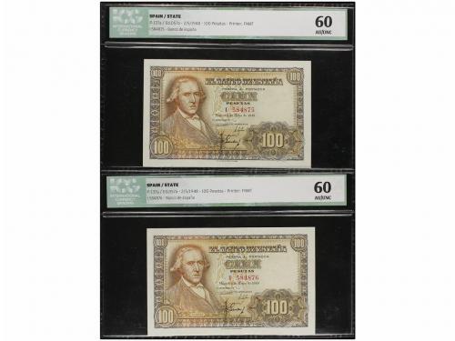 ESTADO ESPAÑOL. Lote 2 billetes 100 Pesetas. 2 Mayo 1948. Ba