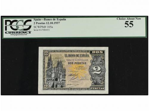ESTADO ESPAÑOL. 2 Pesetas. 12 Octubre 1937. Catedral de Burg