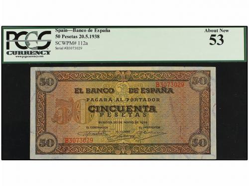 ESTADO ESPAÑOL. 50 Pesetas. 20 Mayo 1938. Castillo de Olite.