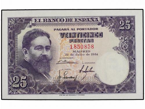 ESTADO ESPAÑOL. Lote 2 billetes 25 Pesetas. 22 Julio 1954. A