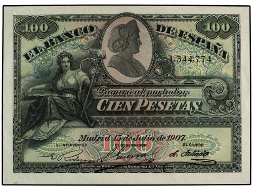 BANCO DE ESPAÑA. Lote 2 billetes 100 Pesetas. 15 Julio 1907.