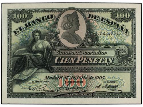 BANCO DE ESPAÑA. Lote 2 billetes 100 Pesetas. 15 Julio 1907.