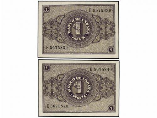 ESTADO ESPAÑOL. Lote 2 billetes 1 Peseta. 30 Abril 1938. Ser