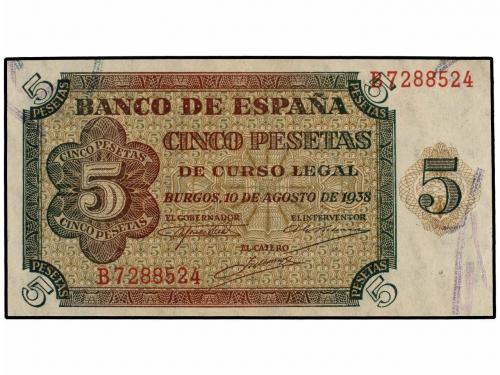 ESTADO ESPAÑOL. Lote 2 billetes 5 Pesetas. 10 Agosto 1938. S