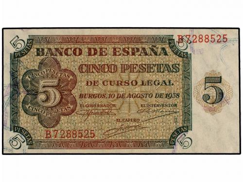 ESTADO ESPAÑOL. Lote 2 billetes 5 Pesetas. 10 Agosto 1938. S