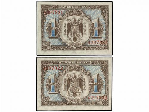 ESTADO ESPAÑOL. Lote 2 billetes 1 Peseta. 1 Junio 1940. Hern