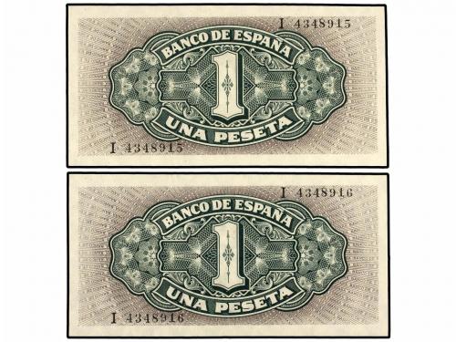 ESTADO ESPAÑOL. Lote 2 billetes 1 Peseta. 4 Septiembre 1940.