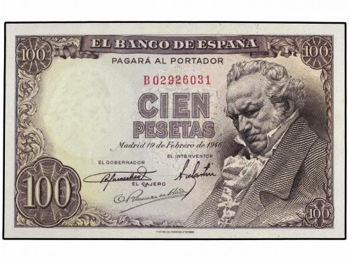ESTADO ESPAÑOL. Lote 2 billetes 100 Pesetas. 19 Febrero 1946