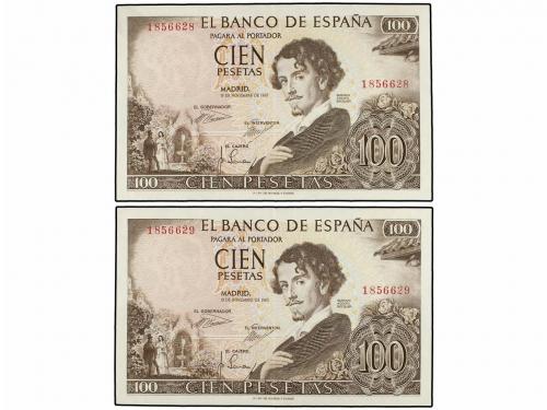 ESTADO ESPAÑOL. Lote 4 billetes 100 Pesetas. 19 Noviembre 19