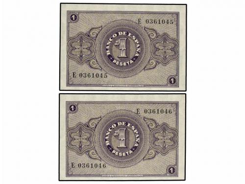 ESTADO ESPAÑOL. Lote 2 billetes 1 Peseta. 30 Abril 1938. Ser