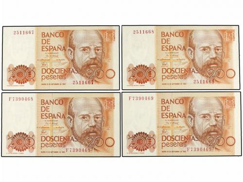 JUAN CARLOS I. Lote 10 billetes 200 Pesetas. 16 Septiembre 1