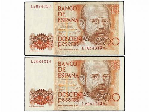 JUAN CARLOS I. Lote 10 billetes 200 Pesetas. 16 Septiembre 1