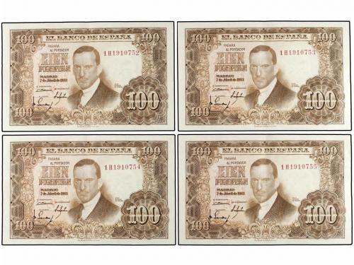 ESTADO ESPAÑOL. Lote 12 billetes 100 Pesetas. 7 Abril 1953. 